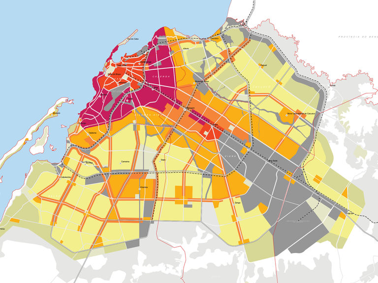Digital map of Luanda City, Angola using GIS land-use model developed by Broadway Malyan.