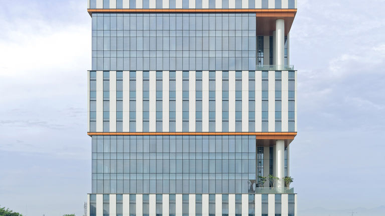 Exterior shot of Tower 9 in CIBIS Business Park which received LEED Platinum Pre-certification