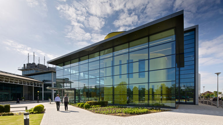 The educational building, part of the overall campus for BP International Centre for Business and Technology in Sunbury, design and masterplan by Broadway Malyan.