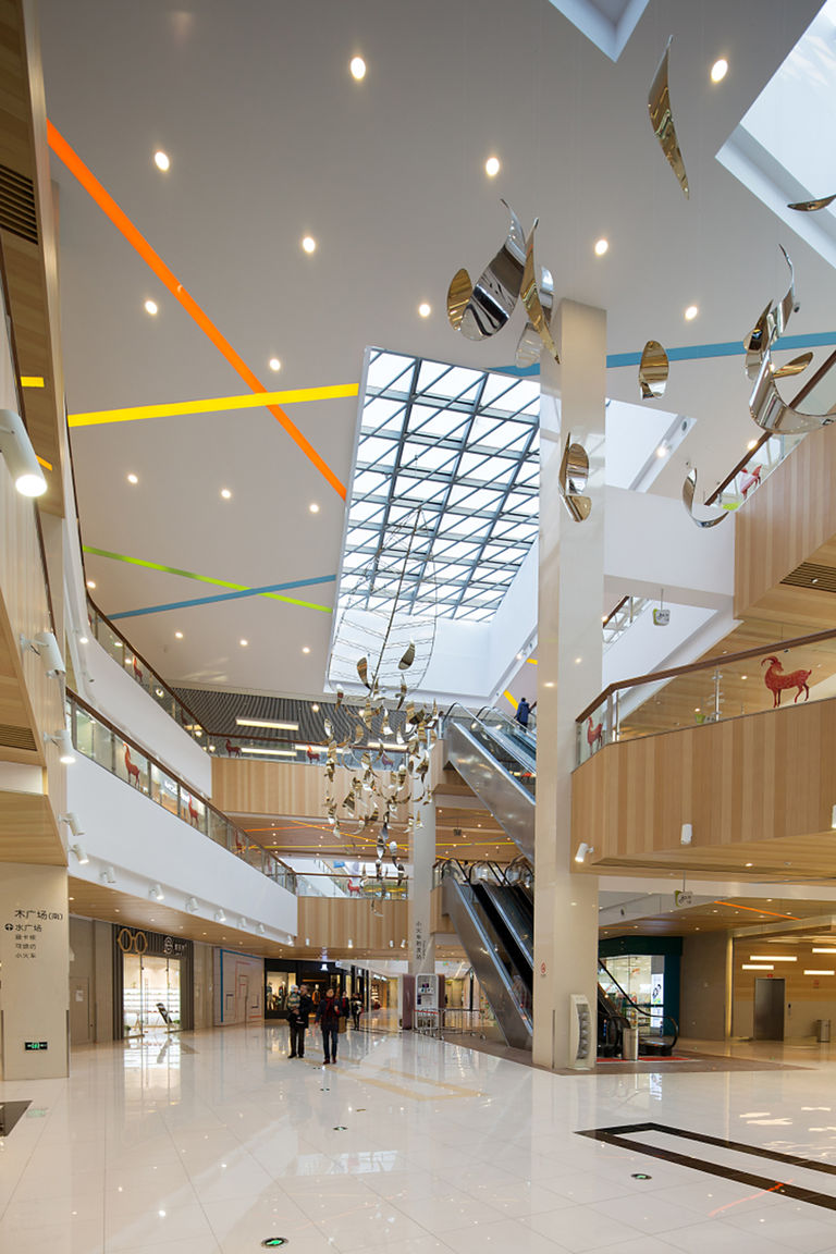 Photo of ceiling glazing and interior finishes at SunArt Plaza retail and leisure centre in Ningbo, China.
