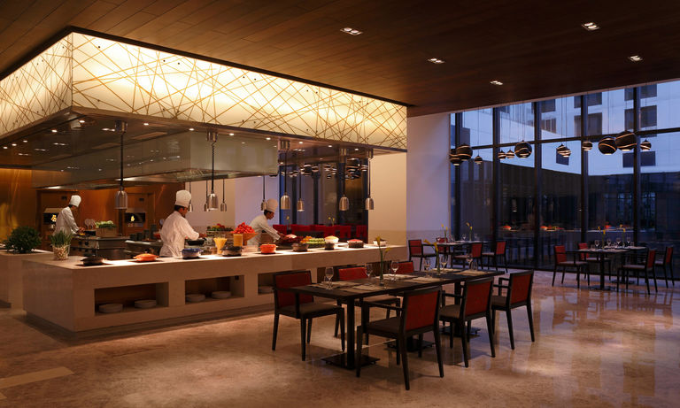 The restaurant area in the Novotel New Delhi, designed by Broadway Malyan