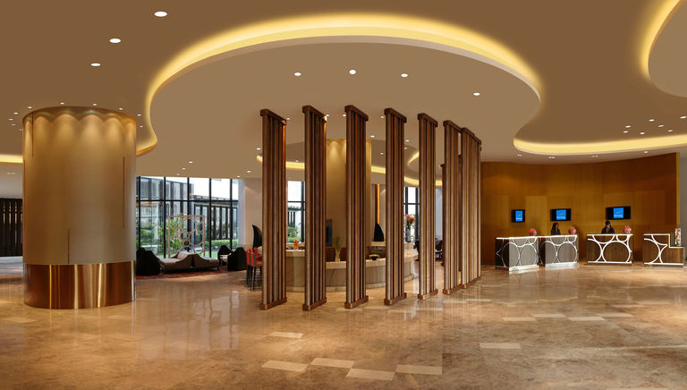 The main lobby in the Novotel New Delhi, designed by Broadway Malyan
