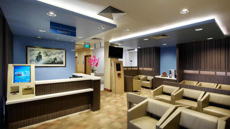 Waiting area of the National University Hospital in Singapore