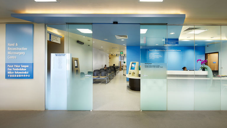 The signage and wayfinding in the National University Hospital were designed to allow flexibility through the construction phases