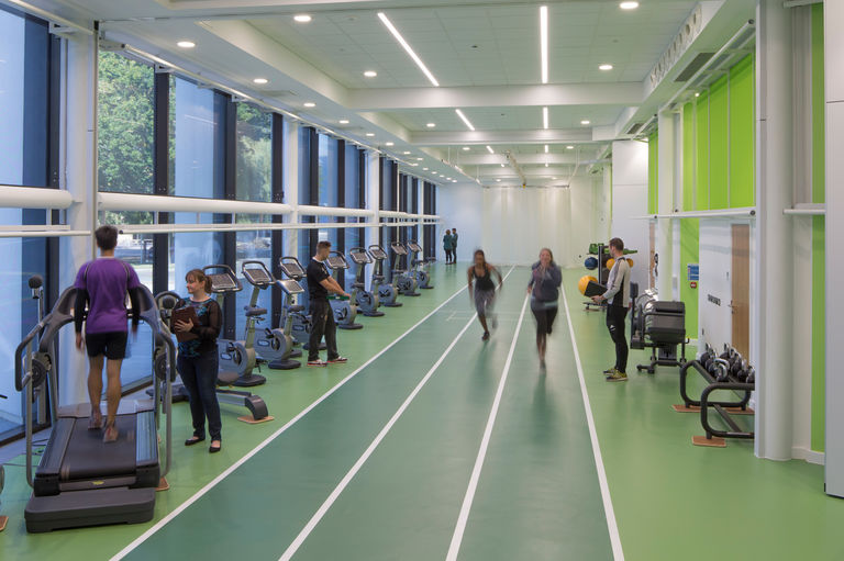 Interior photo of Gait Lab and Biomechanical Analysis Area, at new building for Loughborough University, UK.