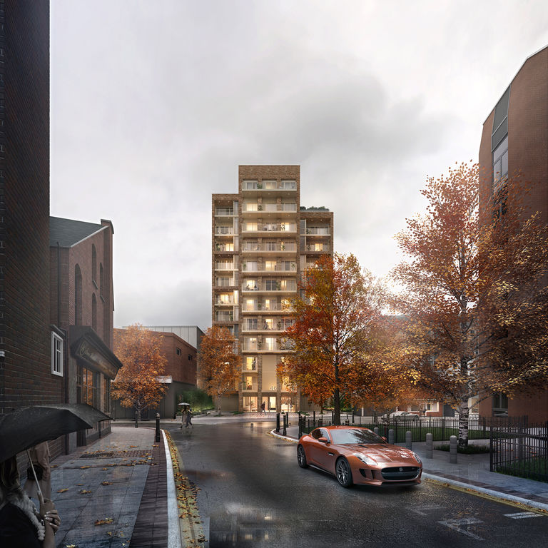 External visualisation of new 12 storey residential scheme in Woking