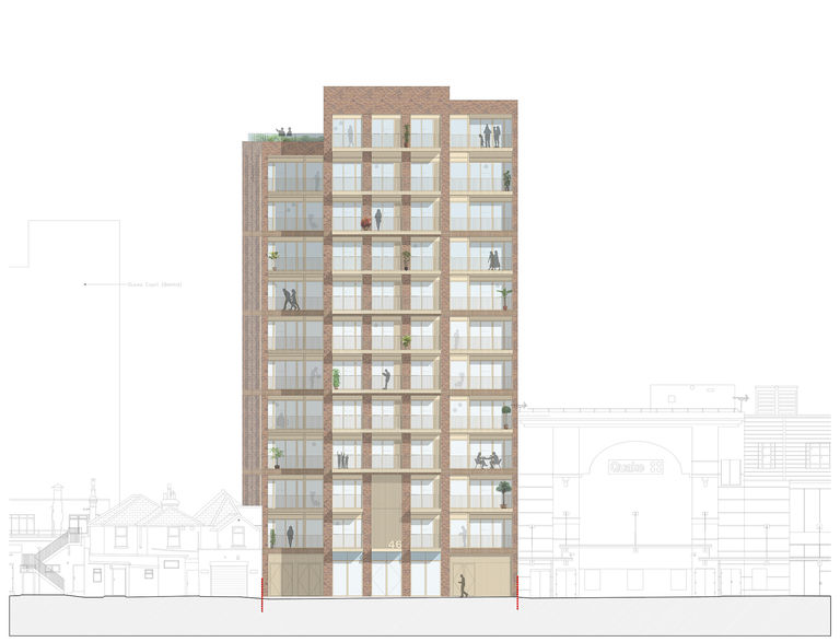 Elevation showing proposed new residential development in Woking, Surrey