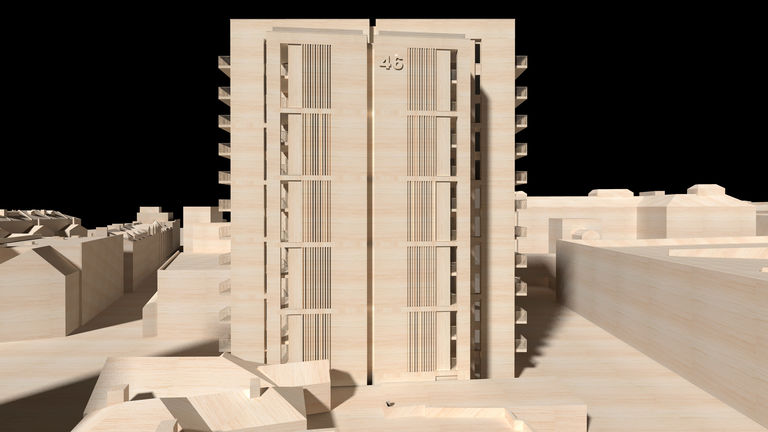 Physical model of Rat and Parrot residential development in Woking