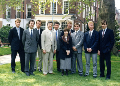 Broadway Malyan staff outside newly opened London office in 1987.