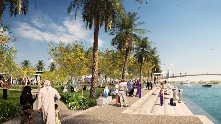 Proposed waterside boulevards and parks at Yas Island