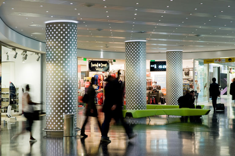 Interior photo showcasing significant upgrade to retail zone at Lisbon International Airport, Portugal.