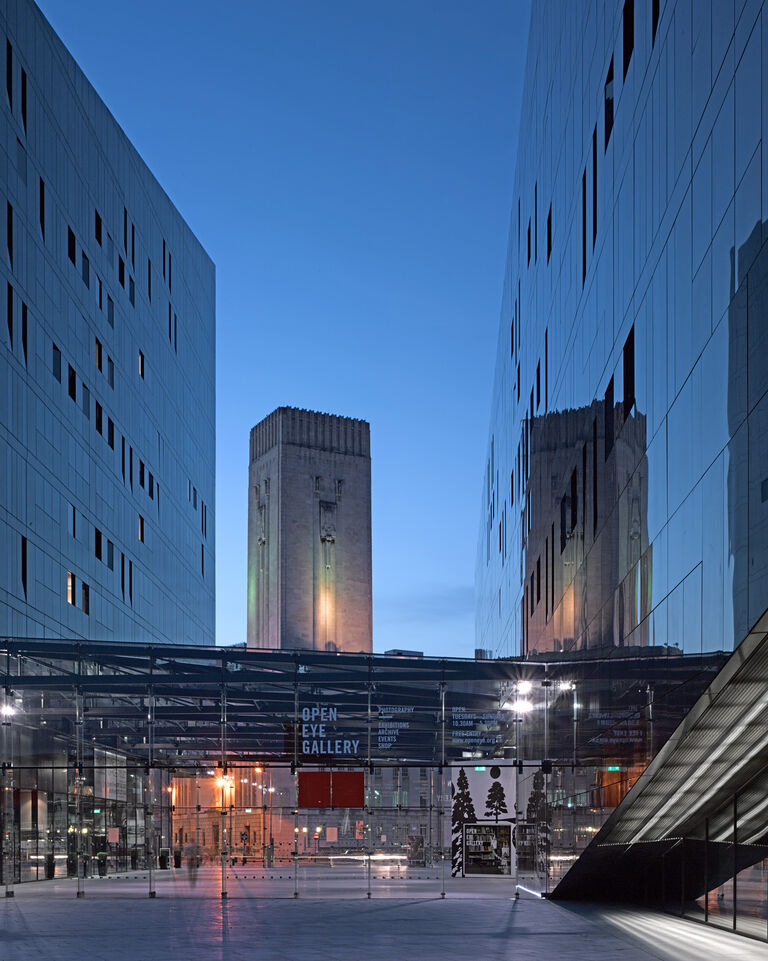 Photo of the Winter Garden, a covered public realm space linking the Mann Island scheme to RIBA North in Liverpool.