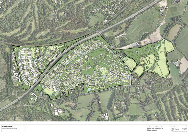 Masterplan for Longcross Village in the London Metropolitan Greenbelt.