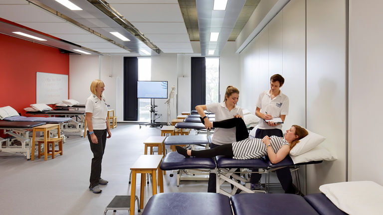 Photo of teaching spaces for physiotherapy and rehabilitation at Science and Health Building, Coventry University.