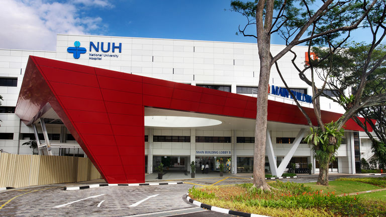 Exterior of the National University Hospital, Singapore, for which Broadway Malyan designed signage and wayfinding