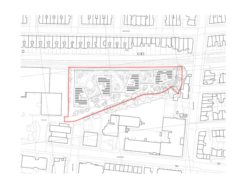 Site plan of Lyon Close residential development in Brighton