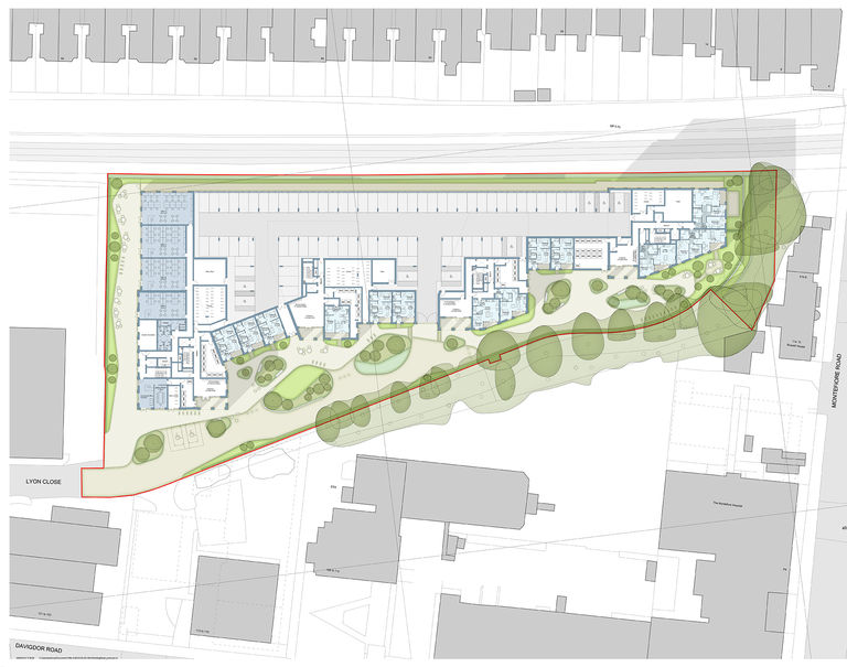 Detailed site plan of Lyon Close residential scheme in Brighton
