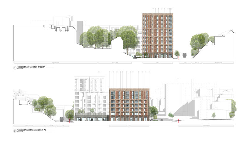 East and West elevations of Lyon Close residential scheme in Brighton