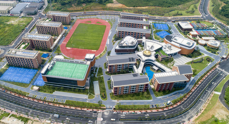 Aerial shot of new bilingual international school for Dipont / King's College School