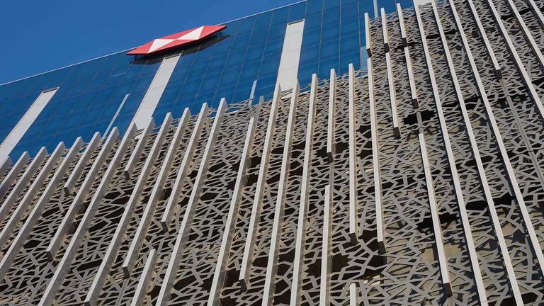 The facade of the new HSBC HQ building in Dubai