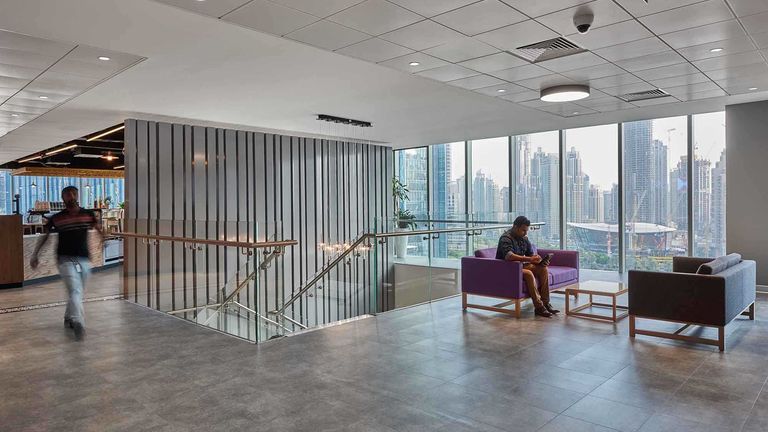 Internal wspaces at HSBC's new Dubai HQ, designed by Broadway Malyan
