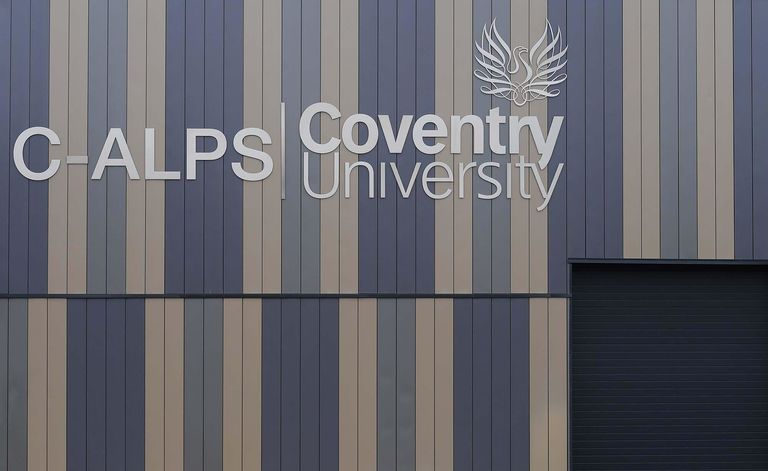 The facade of the Centre for Advanced Low-carbon Propulsion Systems (C-ALPS) at Coventry University, designed by Broadway Malyan