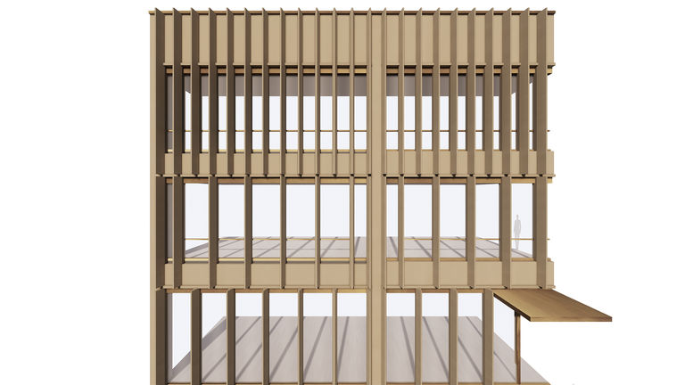 Facade study of the canteen at Chengdu Westminster, that has been designed by Broadway Malyan