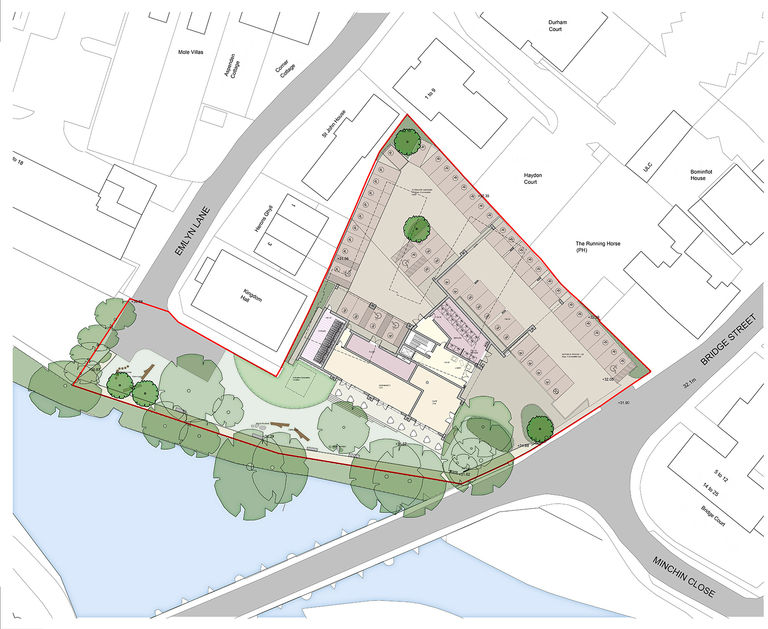 Site plan of the Claire and James House development in Leatherhead, which has been designed by Broadway Malyan