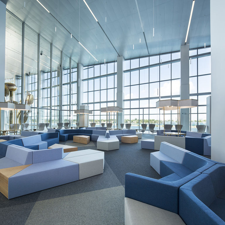 Internal spaces at Miami Cruise Liner Terminal, designed by Broadway Malyan